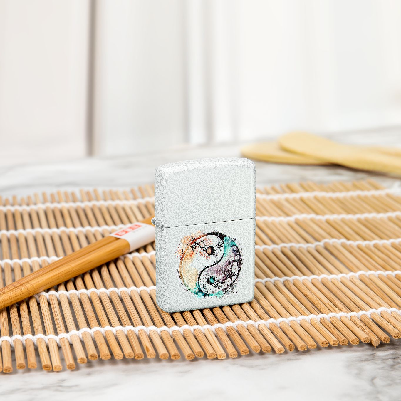 Zippo Floral Yin and Yang Design Glacier Pocket Lighter