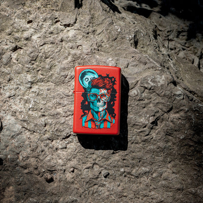 Zippo Dapper Skeleton Design Red Matte Pocket Lighter