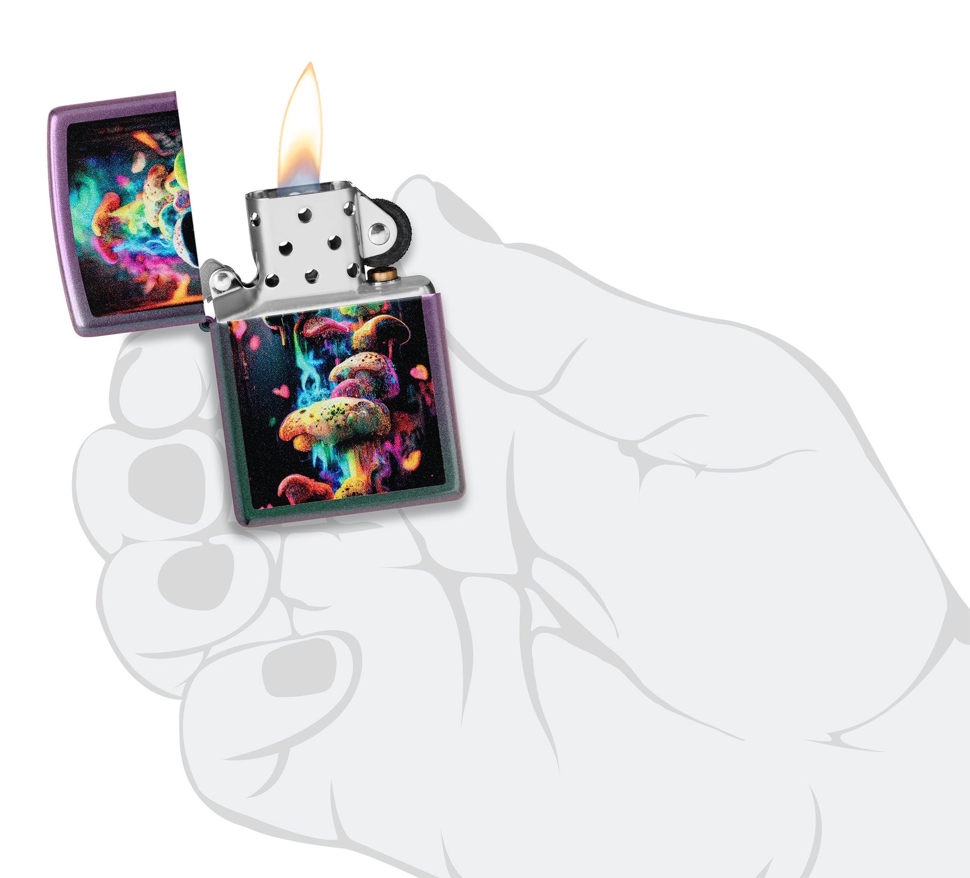 Zippo Mushrooms Design Iridescent Pocket Lighter