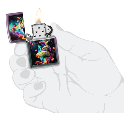 Zippo Mushrooms Design Iridescent Pocket Lighter