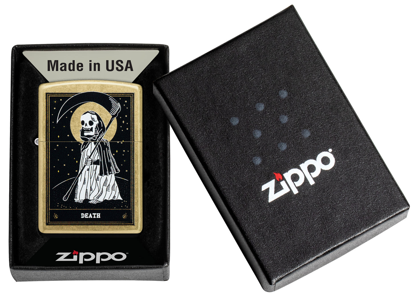 Zippo Death Card Desig Street Brass Pocket Lighter