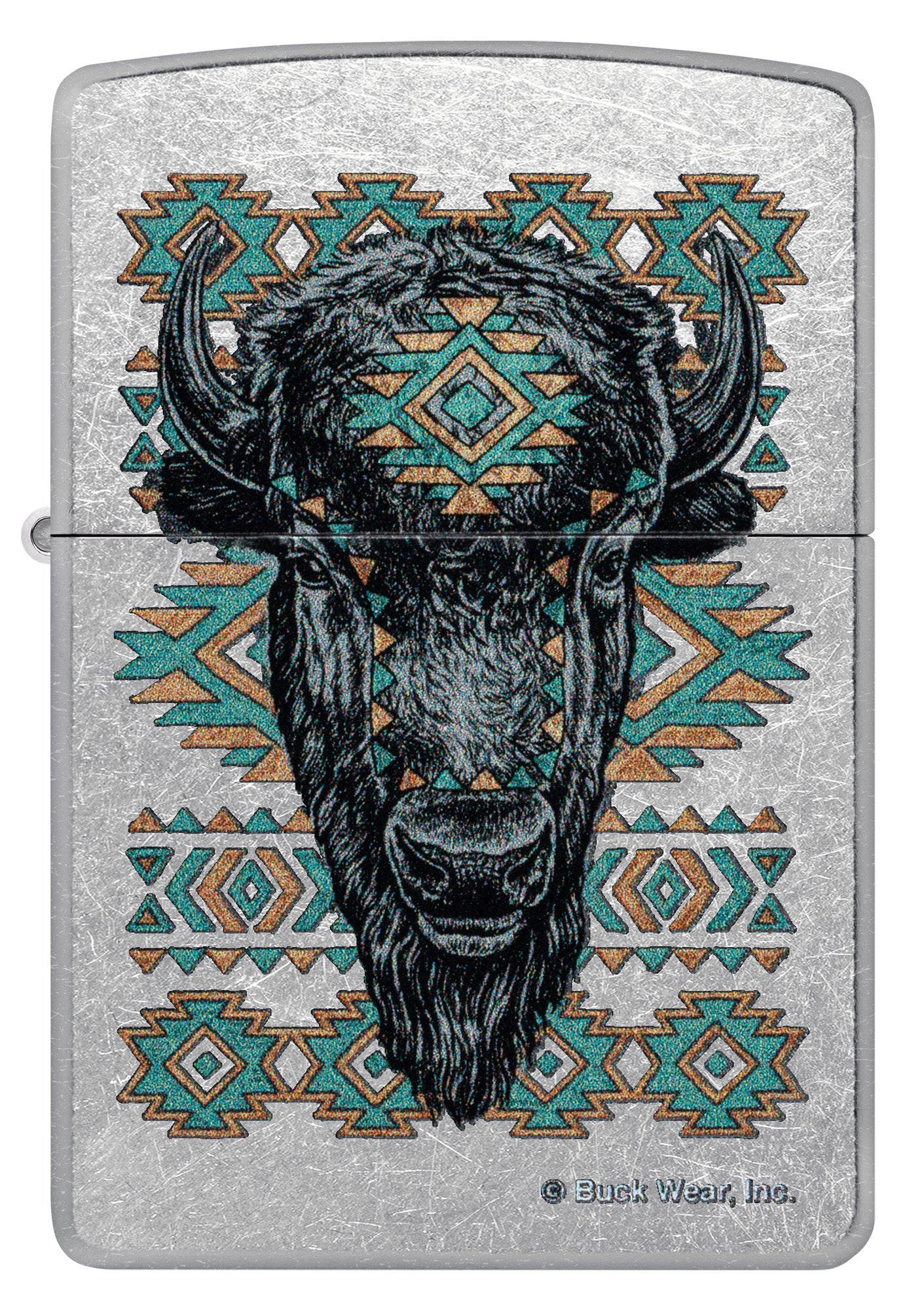 Zippo Buck Wear Southwest Bison Design Street Chrome Pocket Lighter