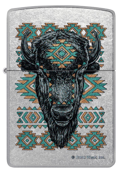 Zippo Buck Wear Southwest Bison Design Street Chrome Pocket Lighter