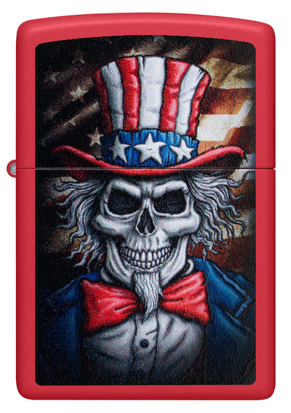 Zippo Uncle Skeleton Design Red Matte Pocket Lighter