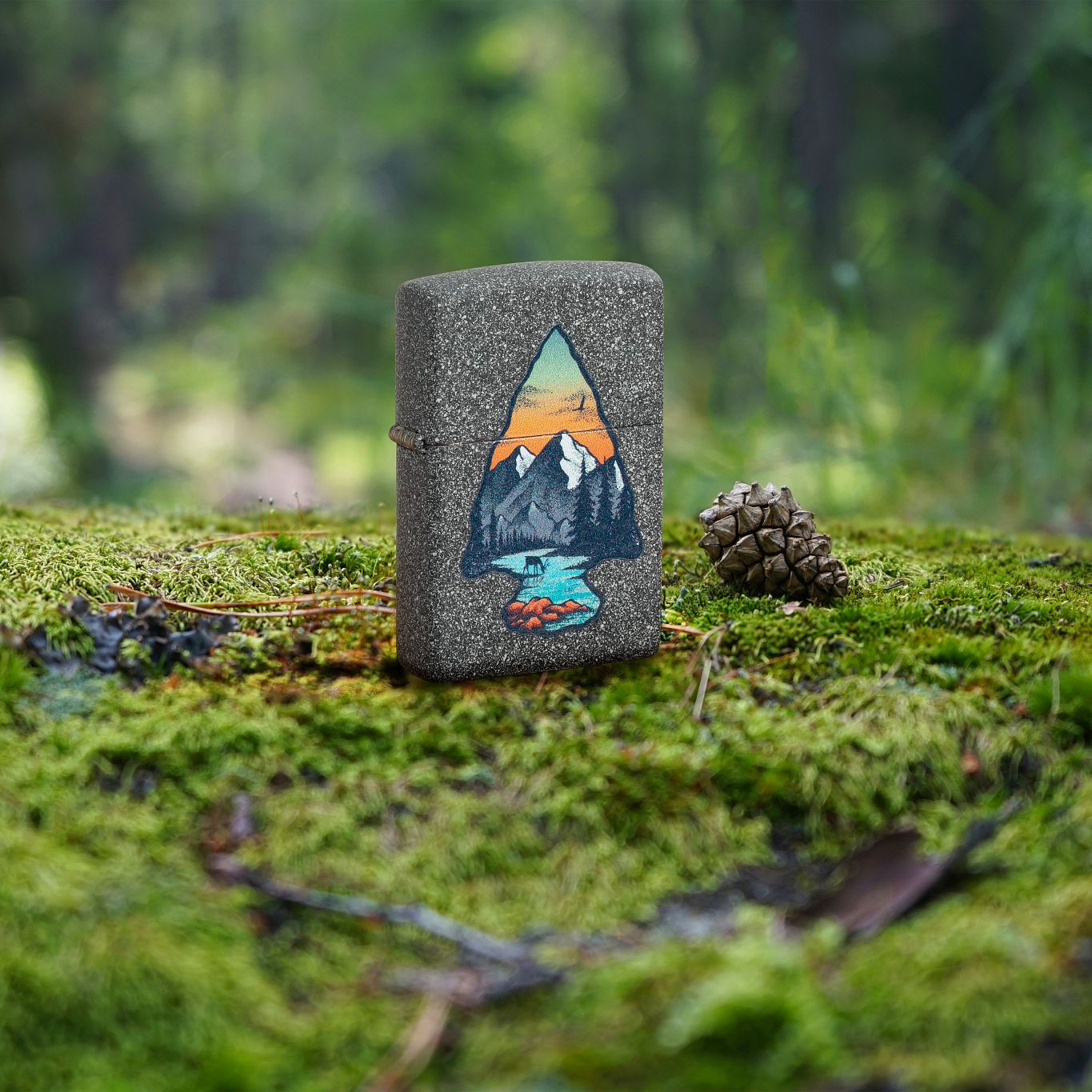 Zippo Mountain Design Iron Stone Pocket Lighter