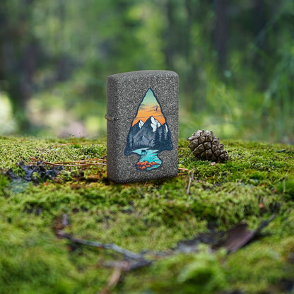 Zippo Mountain Design Iron Stone Pocket Lighter