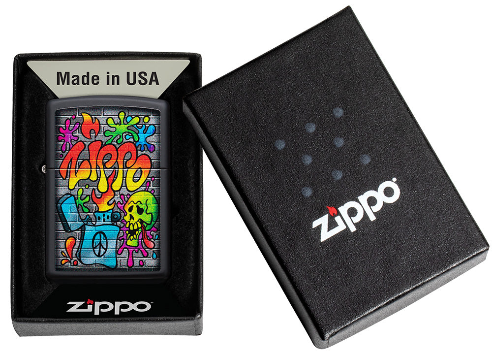Street Art Design Black Matte Pocket Lighter