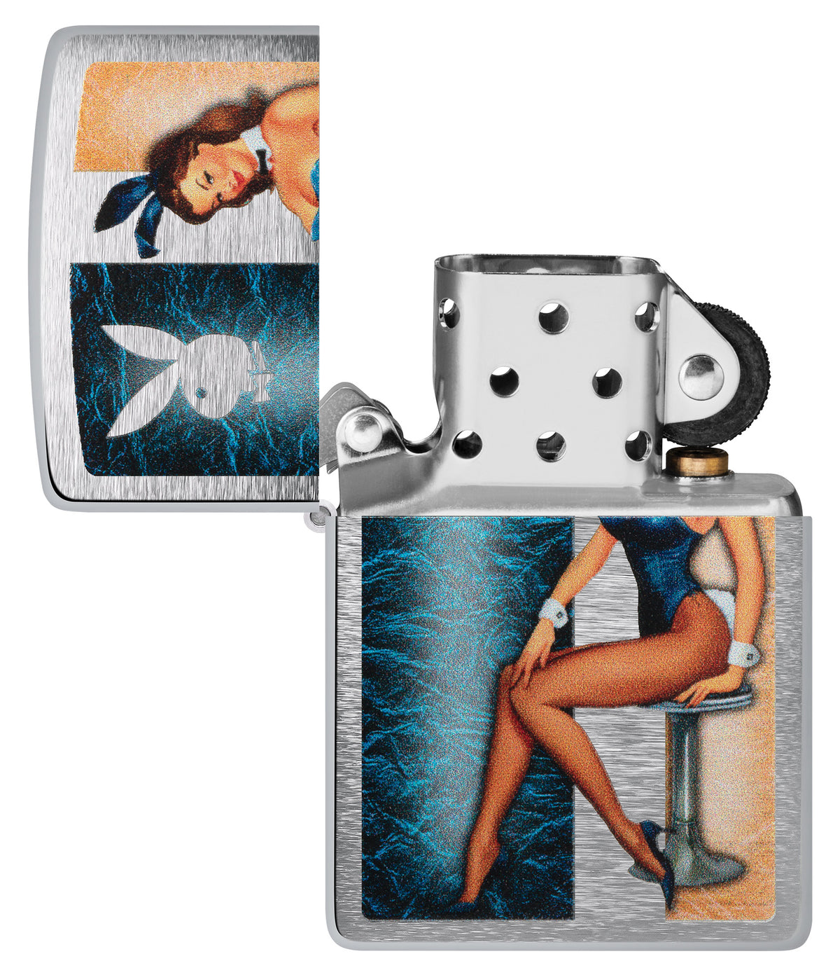 Playboy Playmate Brushed Chrome Pocket Lighter