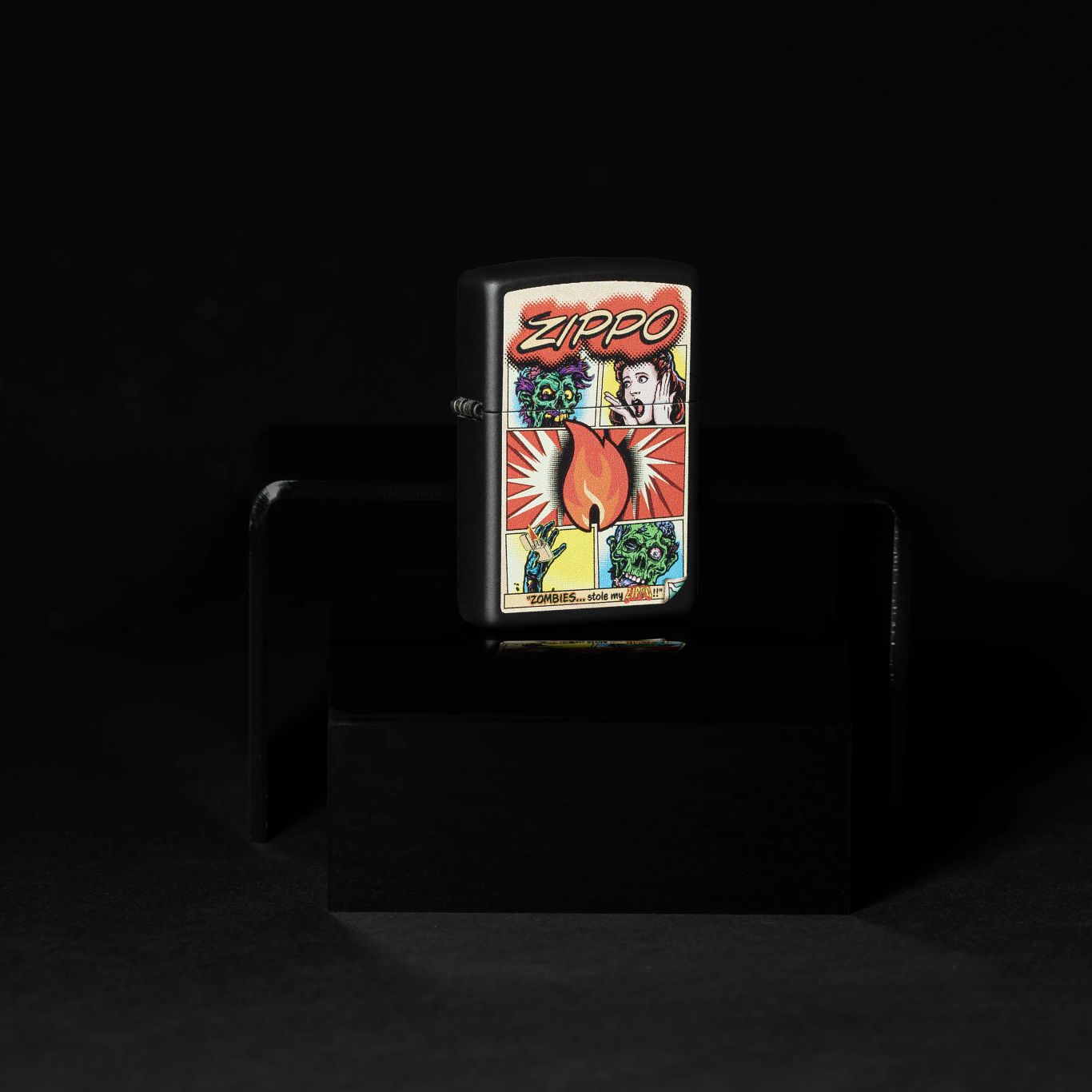 Zippo Comic Zombies Design Black Matte Pocket Lighter
