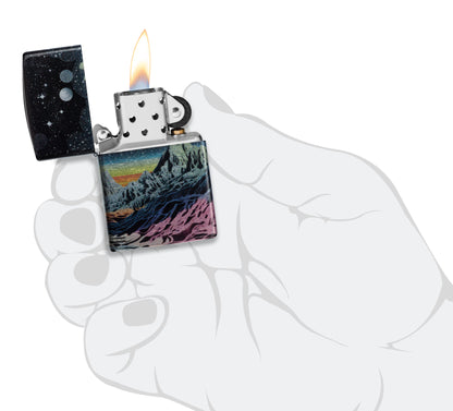 Zippo Space in Color Design 540 Tumbled Chrome Pocket Lighter