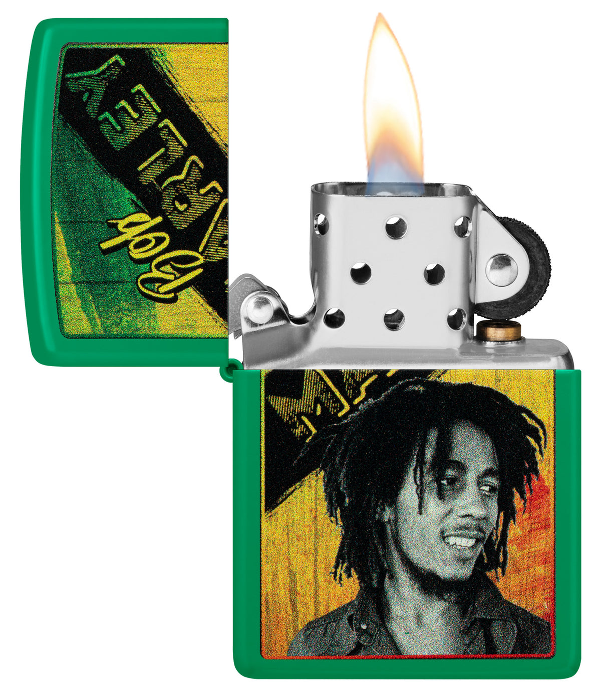Zippo Bob Marley Grass Green Design Pocket Lighter