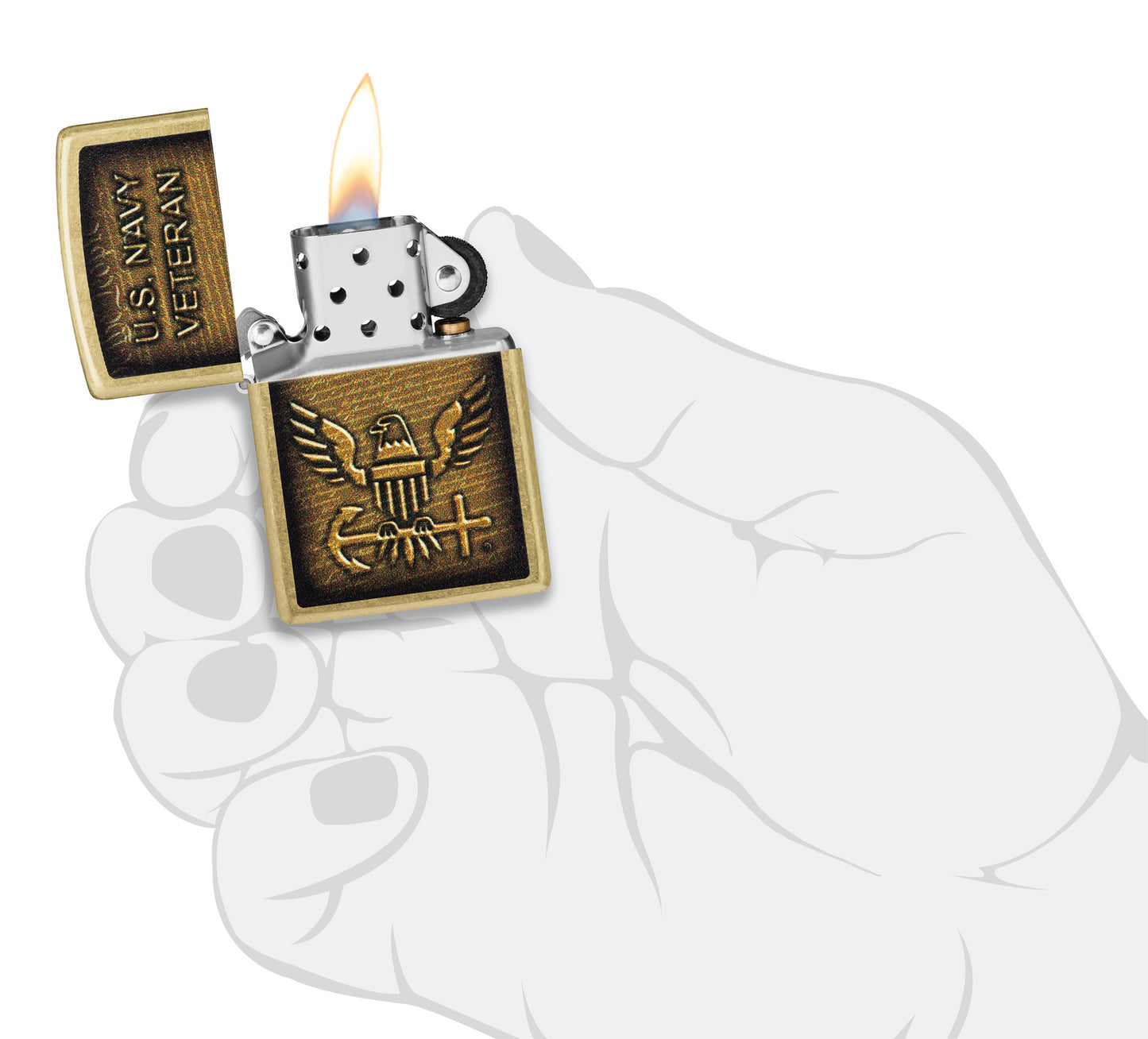Zippo United States Navy® Street Brass Pocket Lighter