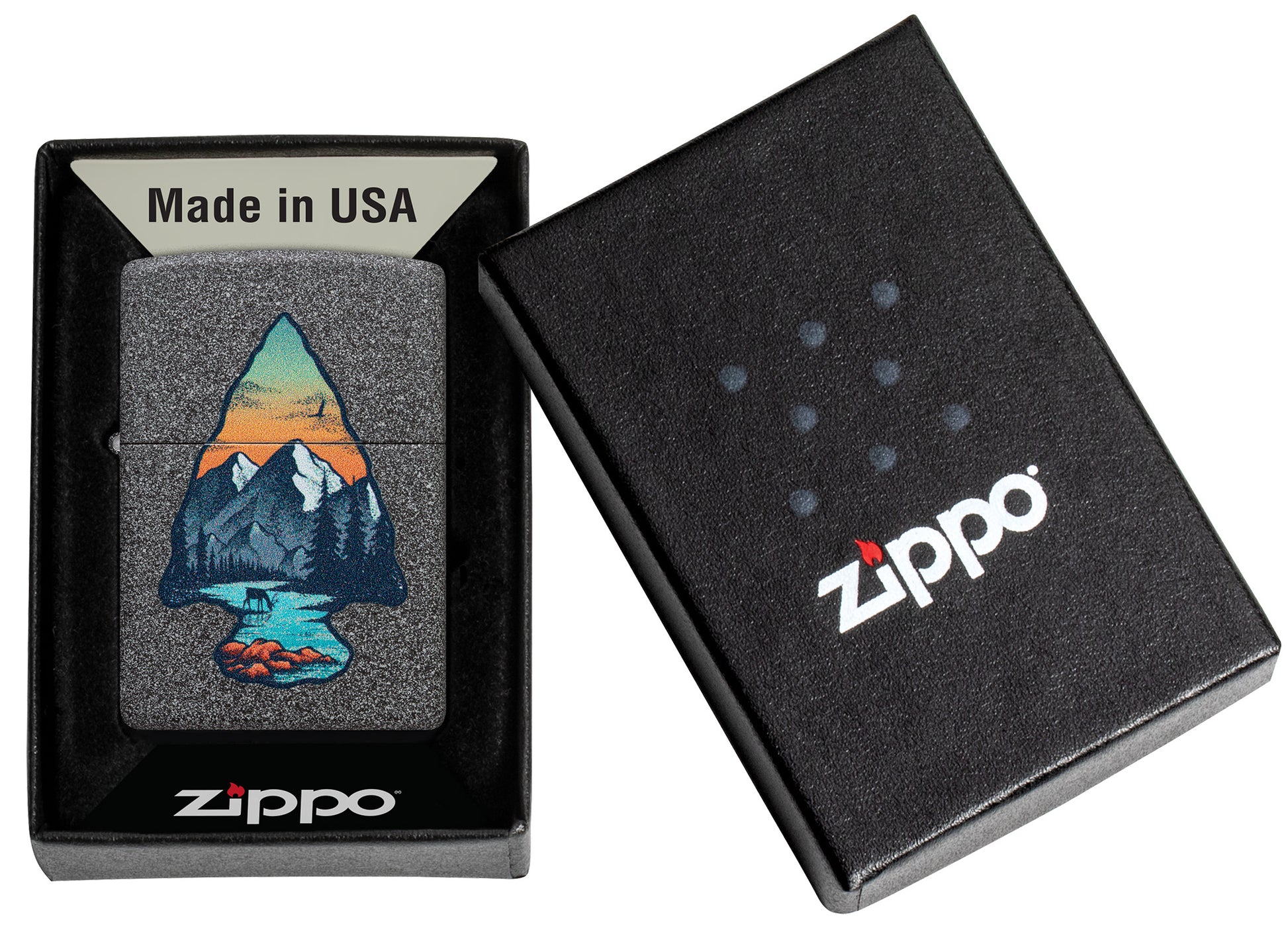 Zippo Mountain Design Iron Stone Pocket Lighter