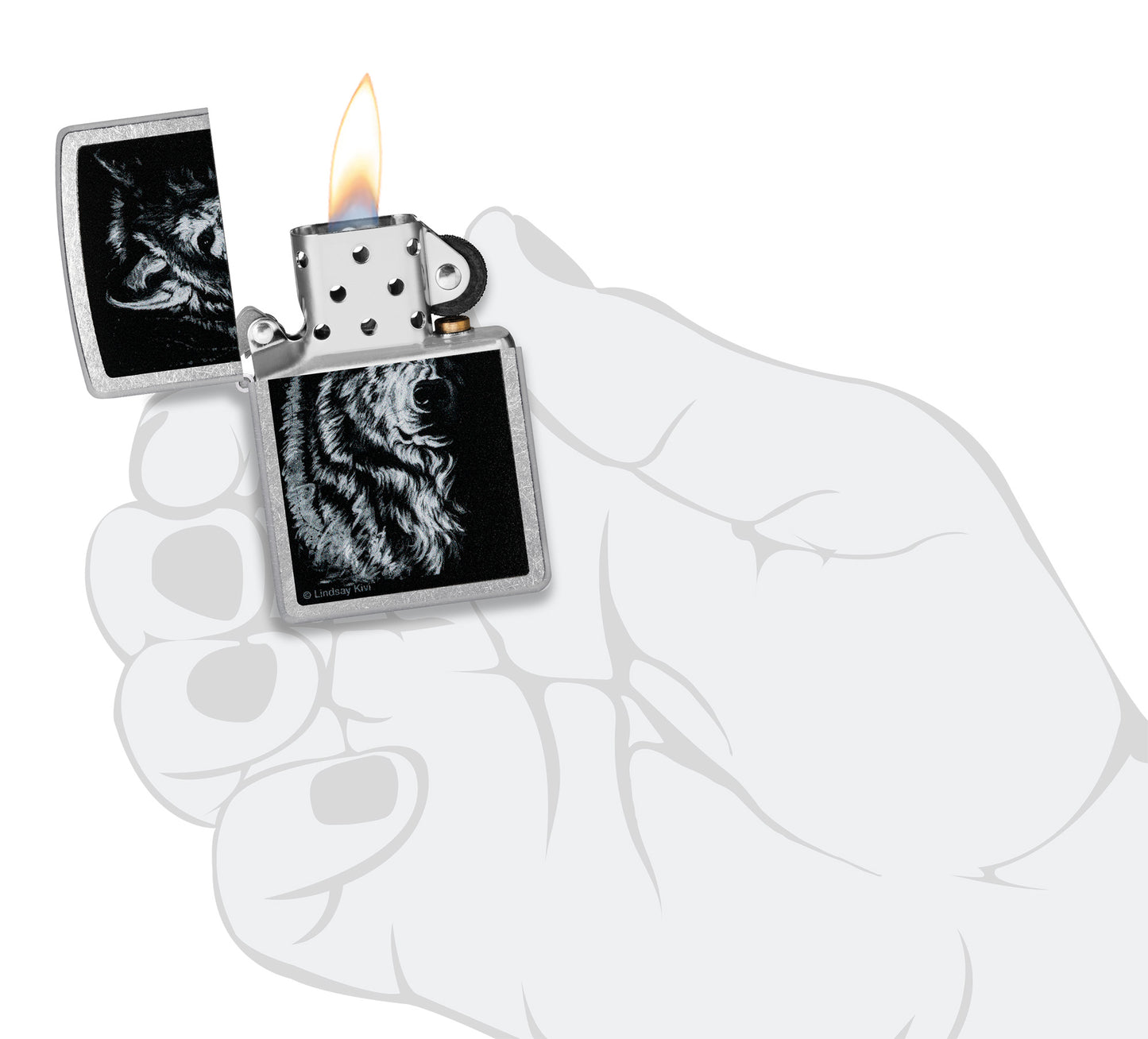 Zippo Lindsay Kivi Shadow Wolf Pocket Lighter