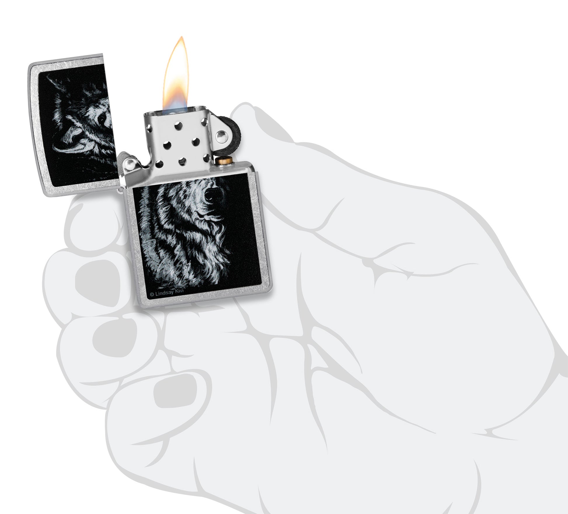 Zippo Lindsay Kivi Shadow Wolf Pocket Lighter