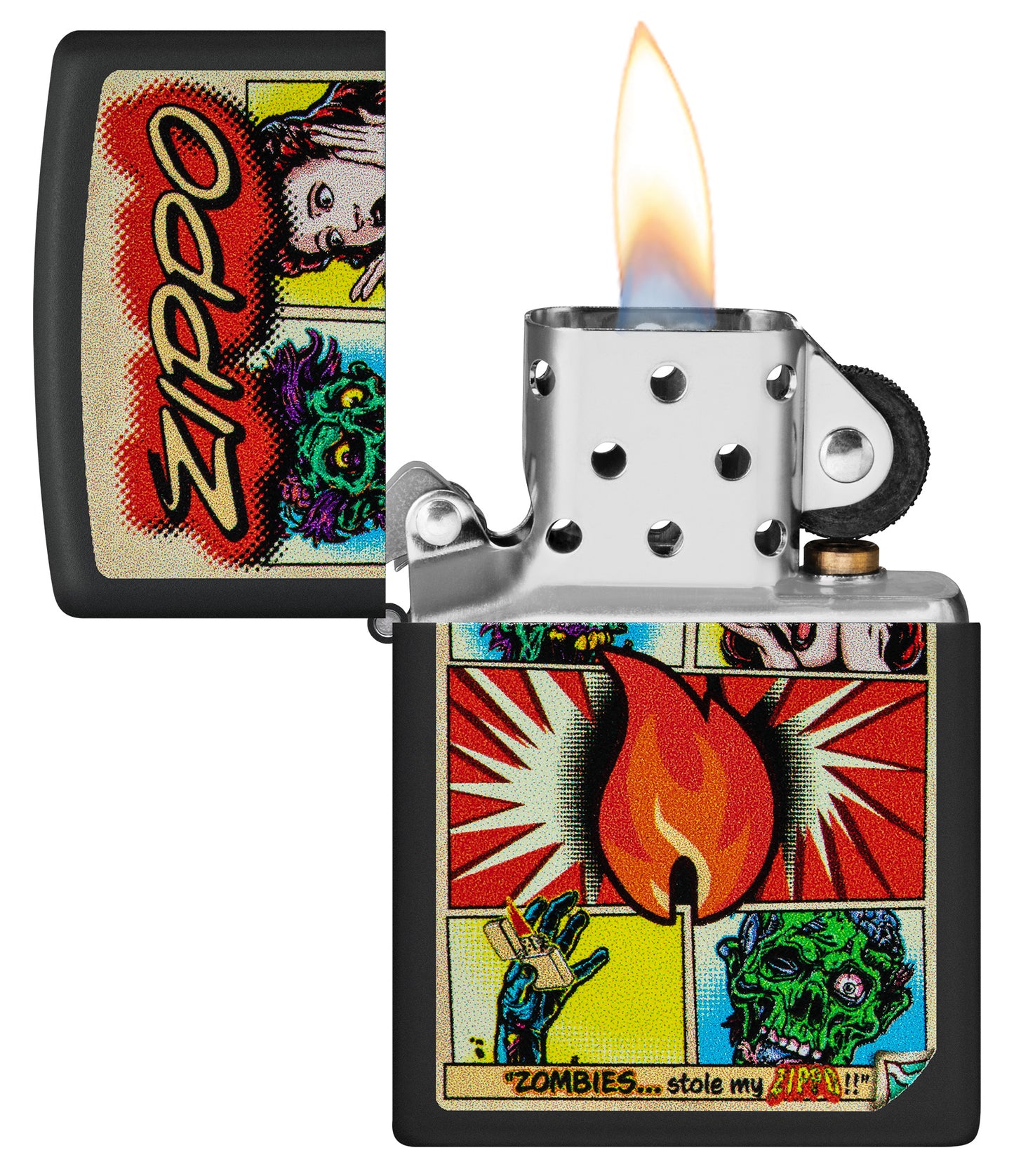 Zippo Comic Zombies Design Black Matte Pocket Lighter
