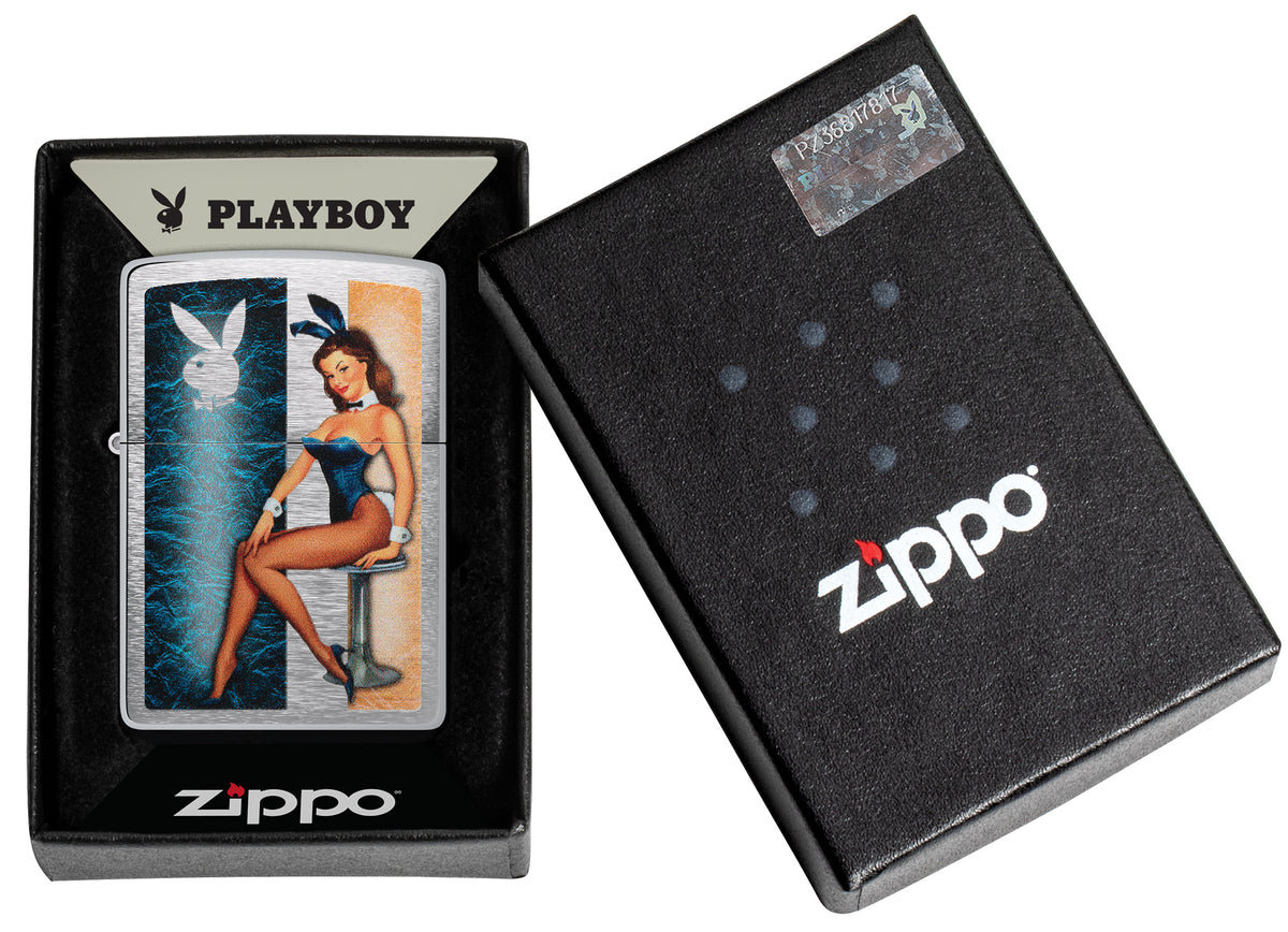Playboy Playmate Brushed Chrome Pocket Lighter