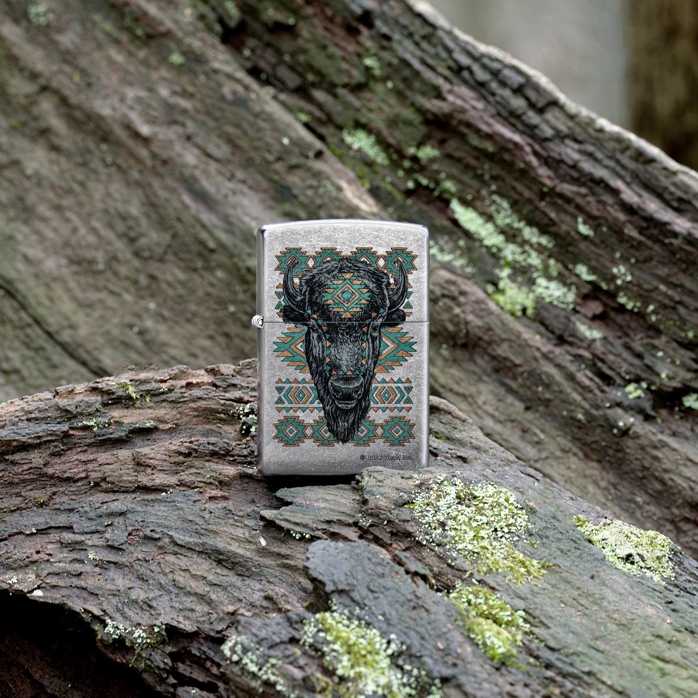 Zippo Buck Wear Southwest Bison Design Street Chrome Pocket Lighter