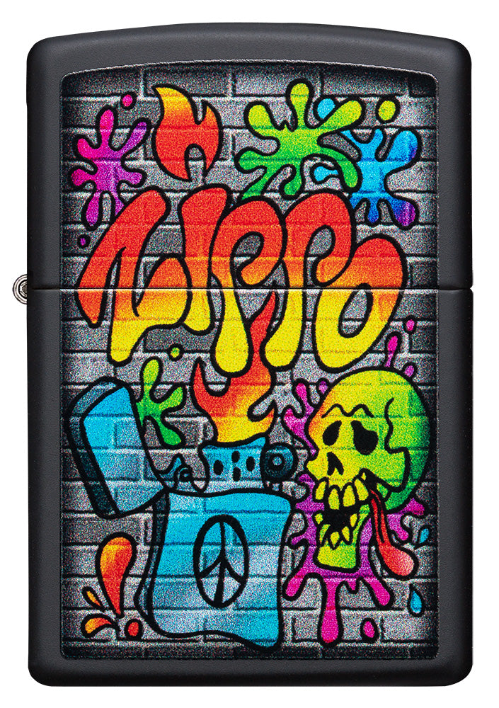 Street Art Design Black Matte Pocket Lighter