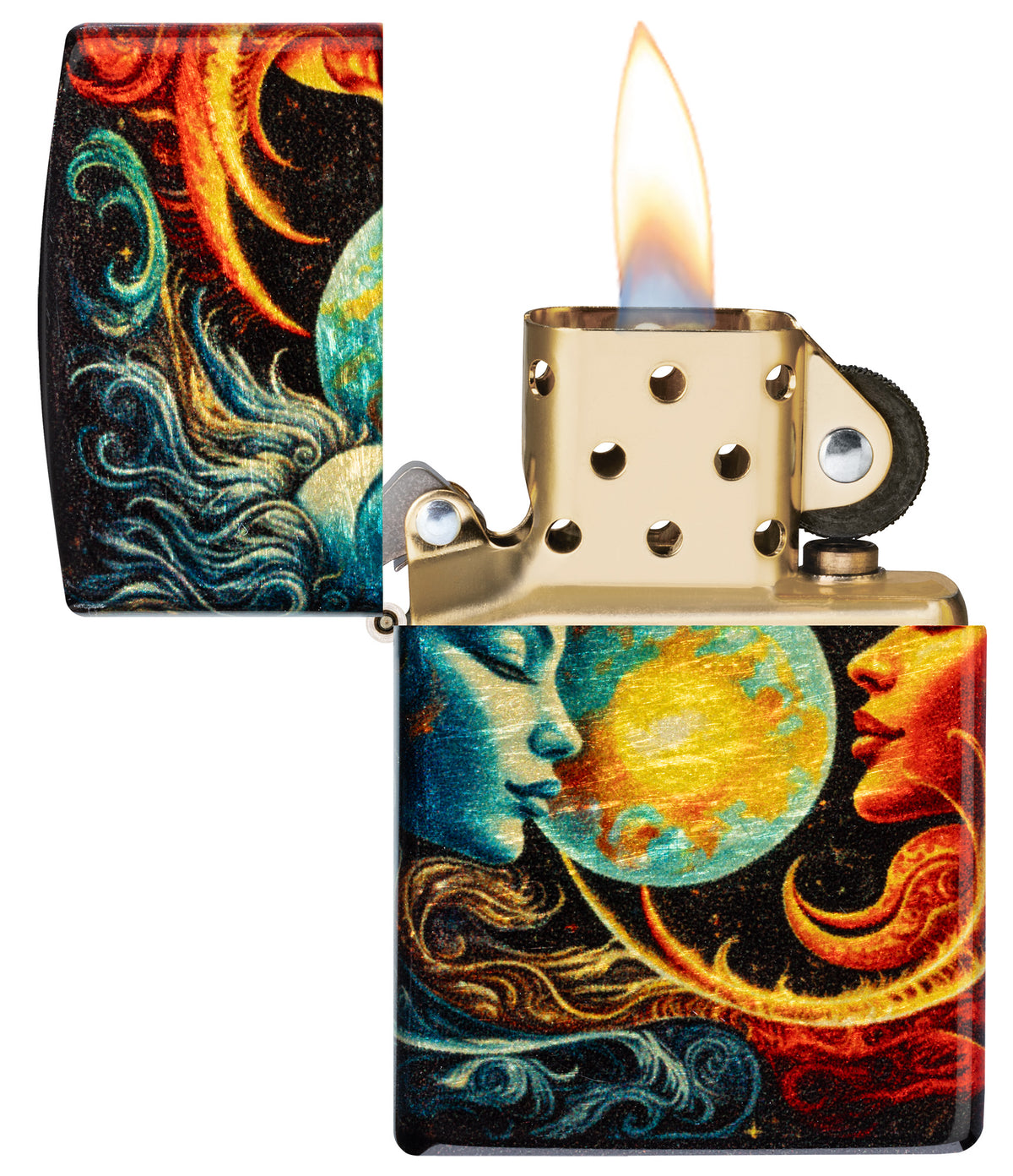 Zippo Sun and Moon Design 540 Tumbled Brass Pocket Lighter