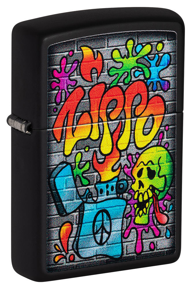 Street Art Design Black Matte Pocket Lighter