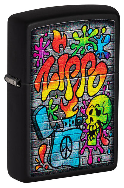 Street Art Design Black Matte Pocket Lighter