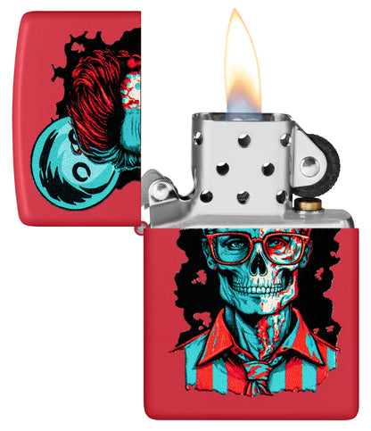 Zippo Dapper Skeleton Design Red Matte Pocket Lighter