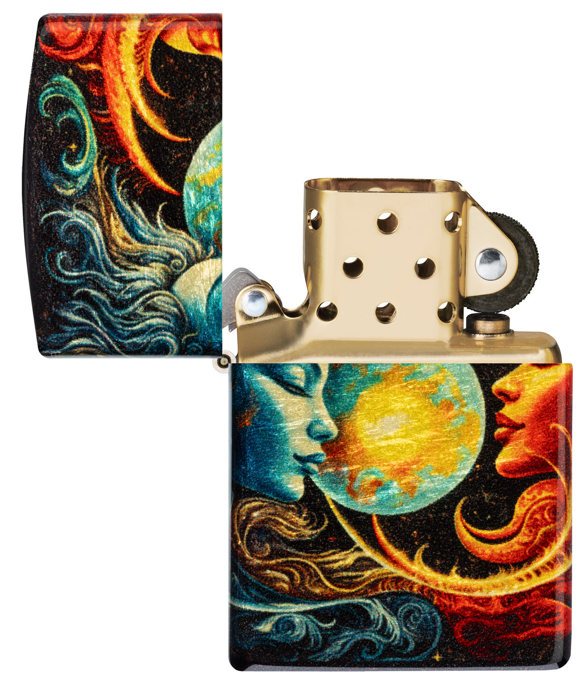 Zippo Sun and Moon Design 540 Tumbled Brass Pocket Lighter