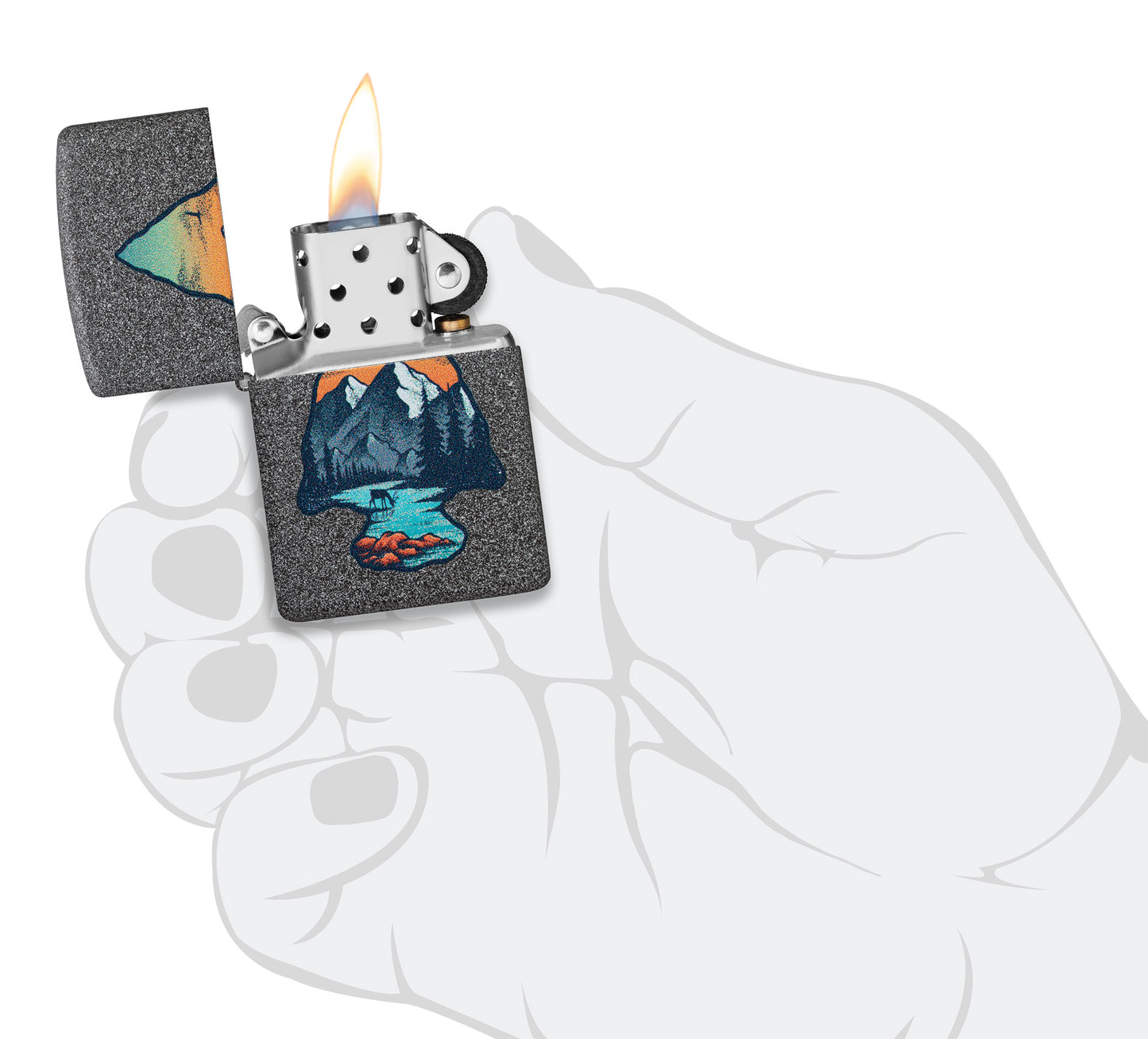 Zippo Mountain Design Iron Stone Pocket Lighter