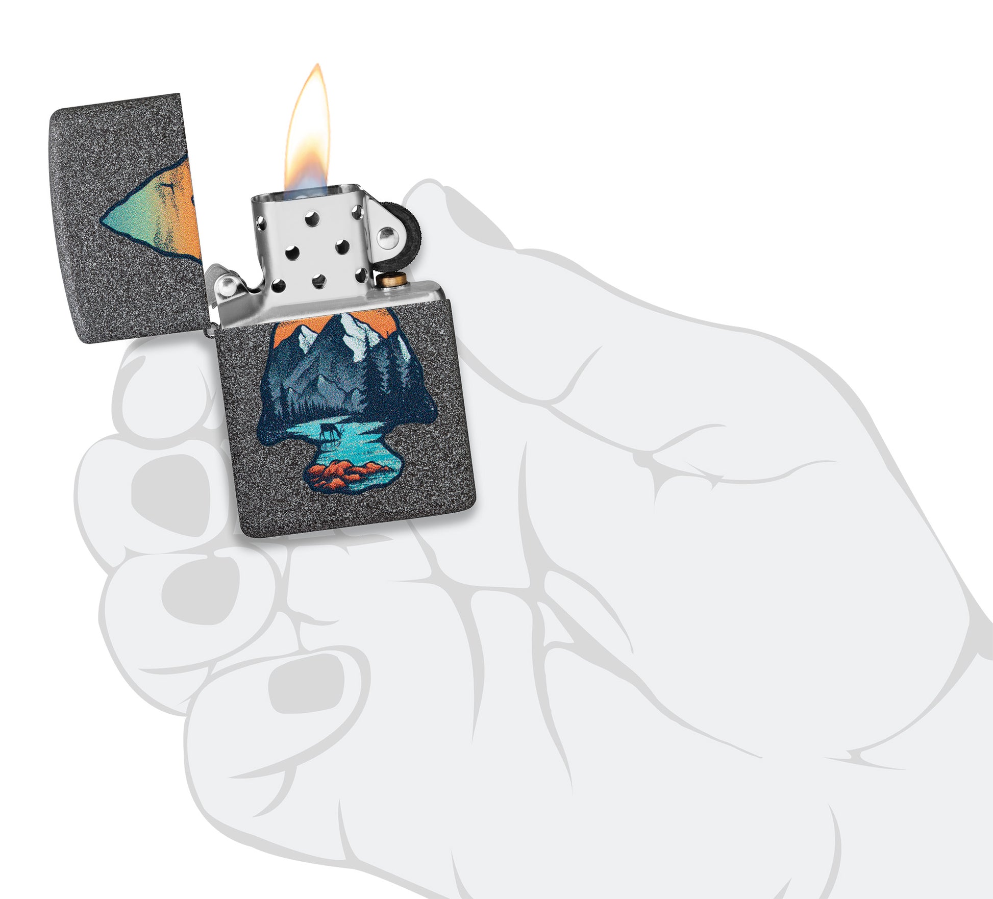 Zippo Mountain Design Iron Stone Pocket Lighter