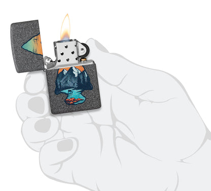Zippo Mountain Design Iron Stone Pocket Lighter