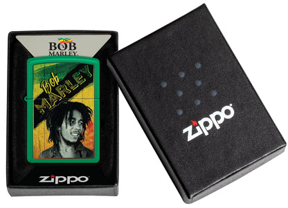 Zippo Bob Marley Grass Green Design Pocket Lighter