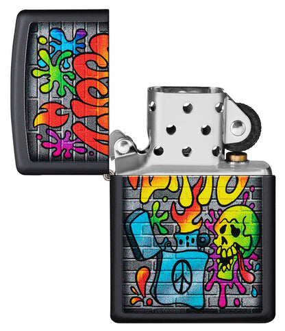 Street Art Design Black Matte Pocket Lighter