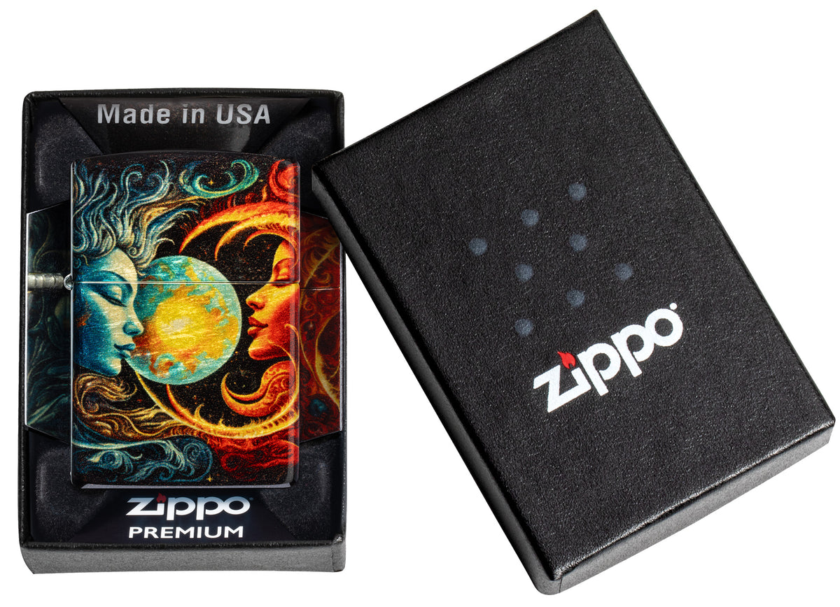Zippo Sun and Moon Design 540 Tumbled Brass Pocket Lighter