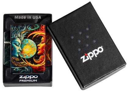 Zippo Sun and Moon Design 540 Tumbled Brass Pocket Lighter