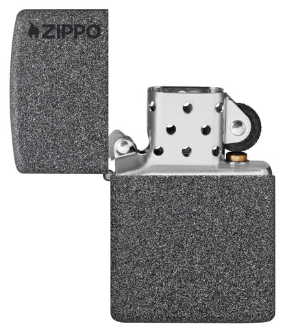Zippo Classic Iron Stone Zippo Logo Pocket Lighter