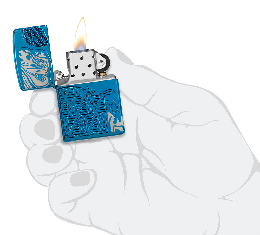 Armor High Polish Blue Skull Design Pocket Lighter