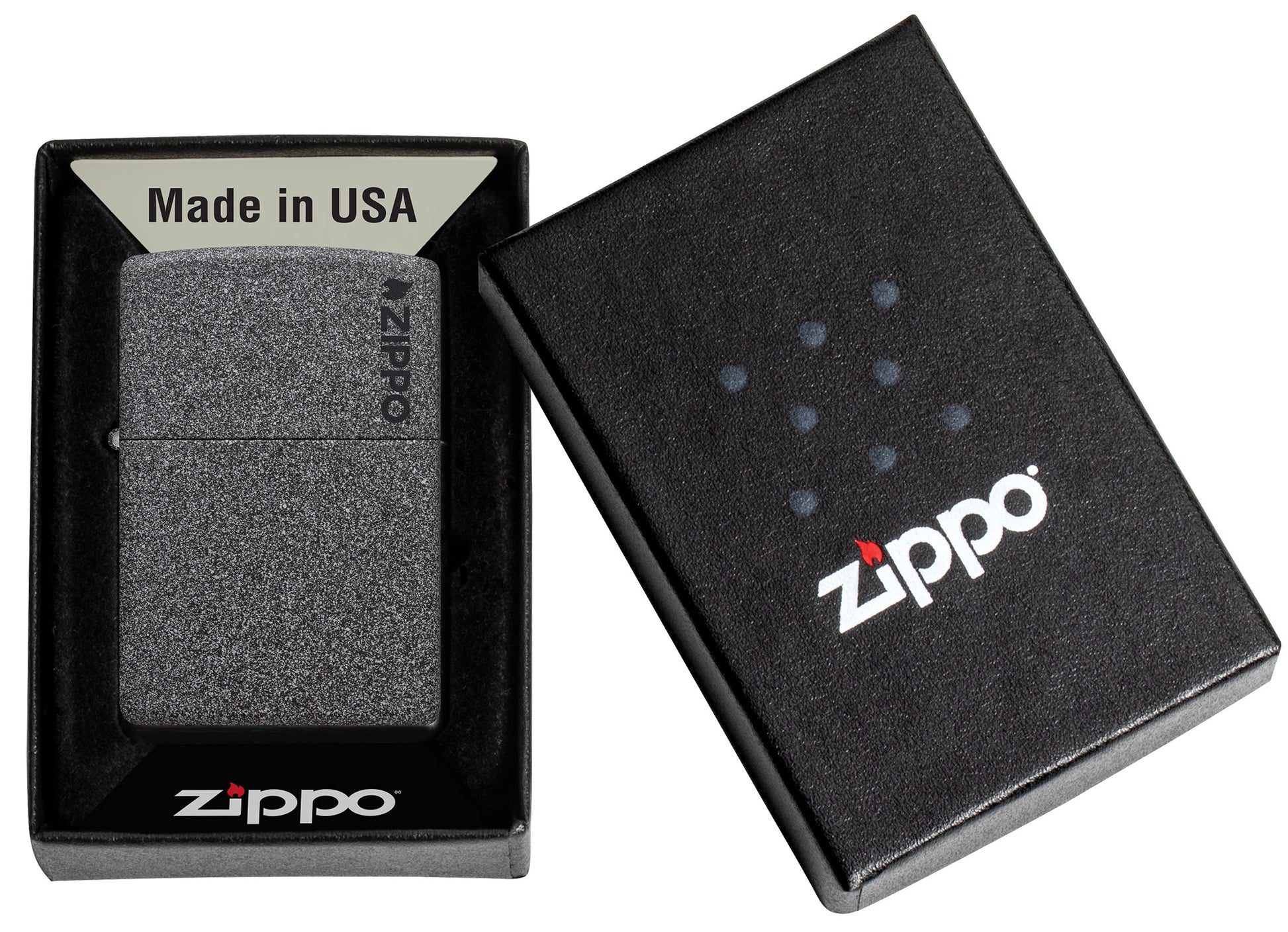 Zippo Classic Iron Stone Zippo Logo Pocket Lighter