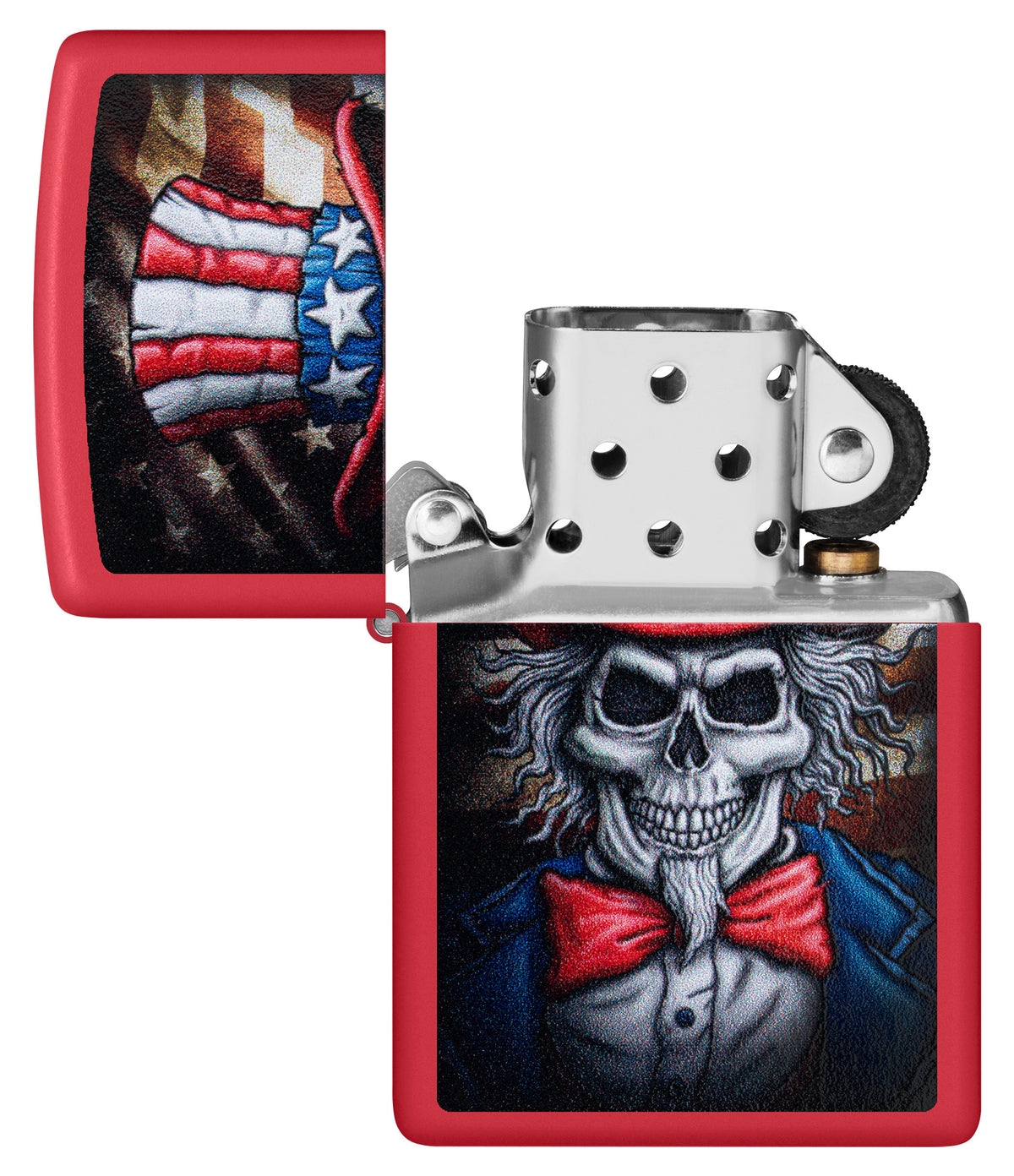 Zippo Uncle Skeleton Design Red Matte Pocket Lighter