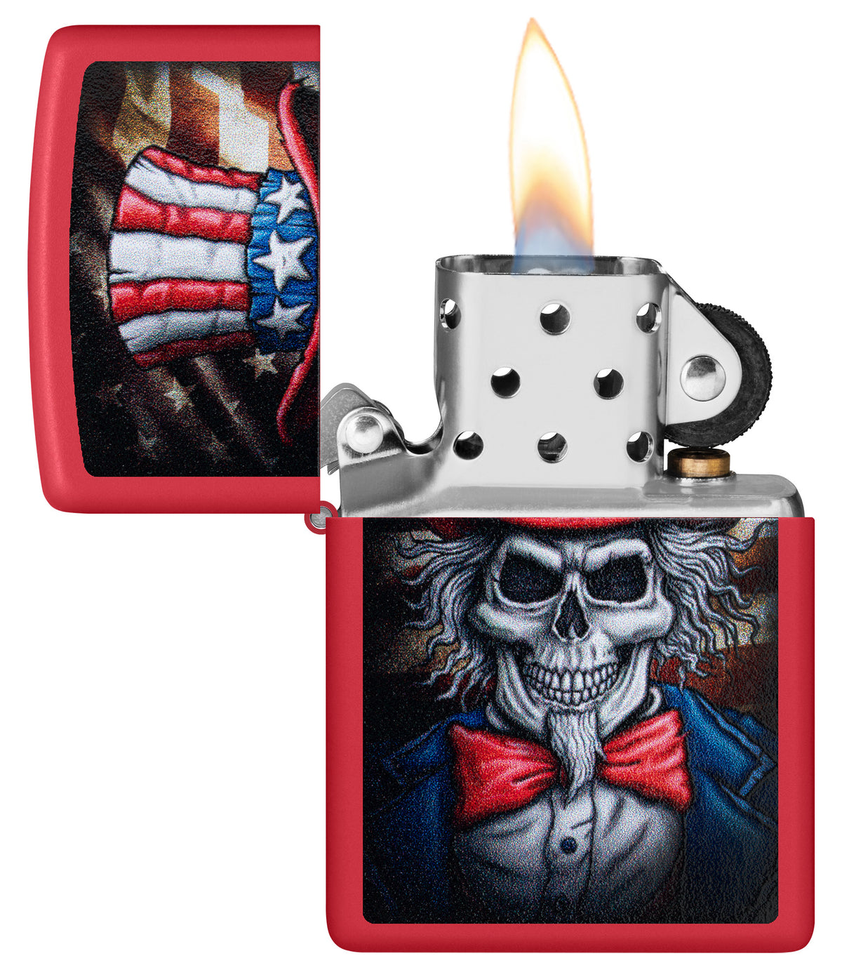 Zippo Uncle Skeleton Design Red Matte Pocket Lighter