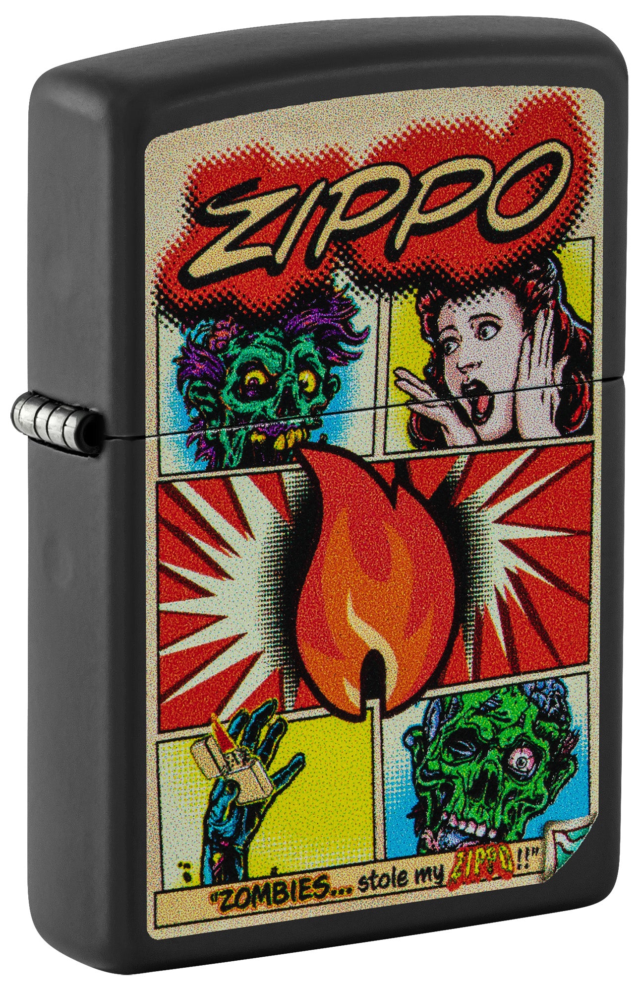Zippo Comic Zombies Design Black Matte Pocket Lighter