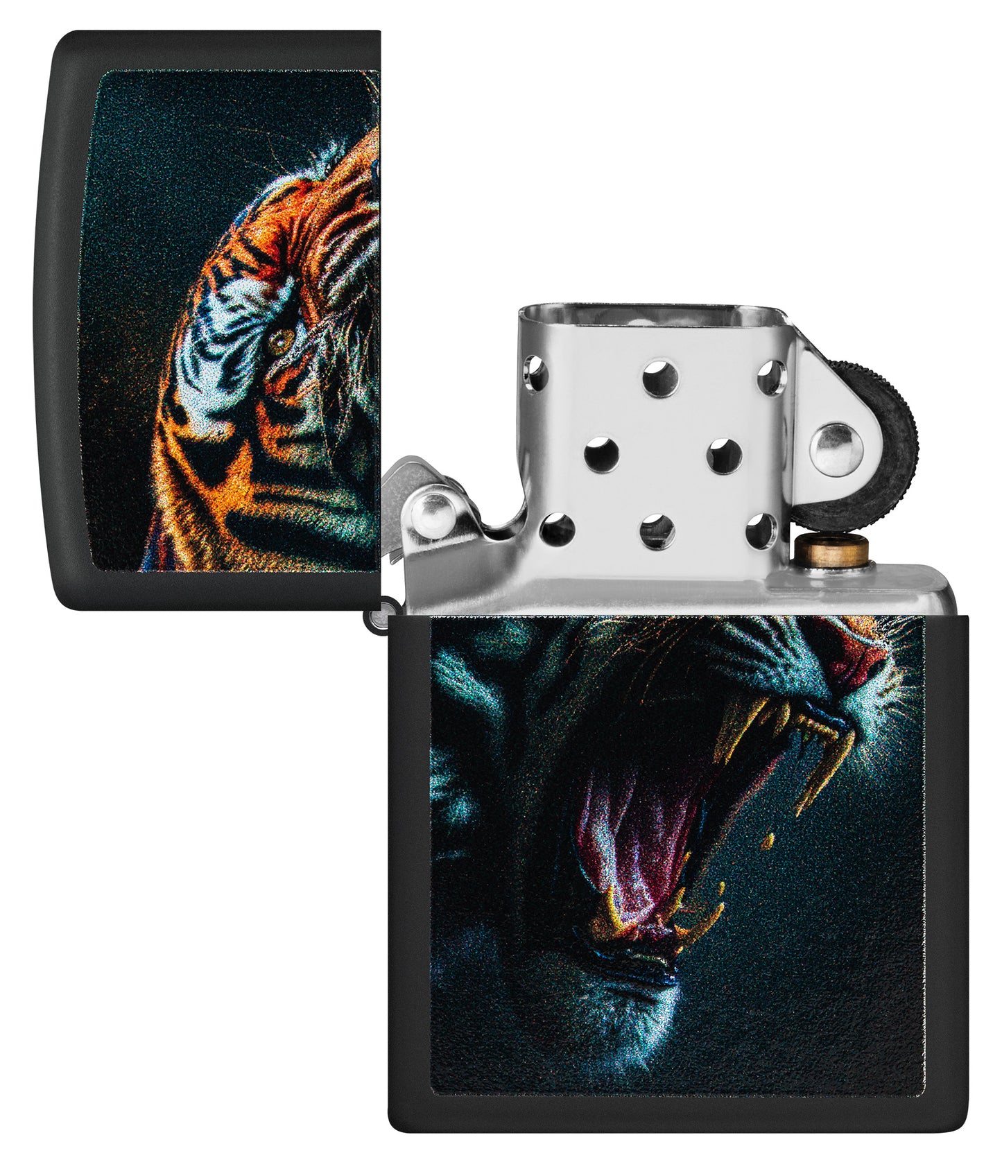 Zippo Tiger Roar Design Black Matte Pocket Lighter