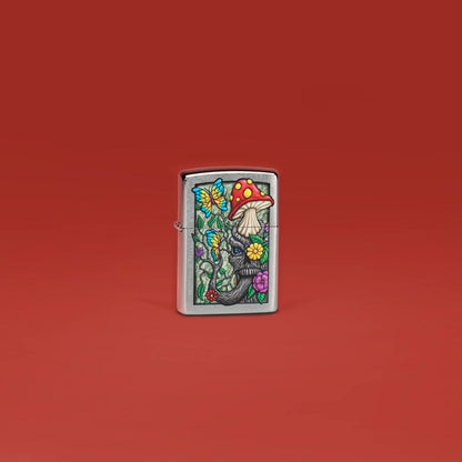 Zippo Freaky Nature Design Brushed Chrome Pocket Lighter