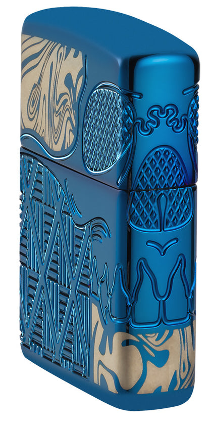 Armor High Polish Blue Skull Design Pocket Lighter
