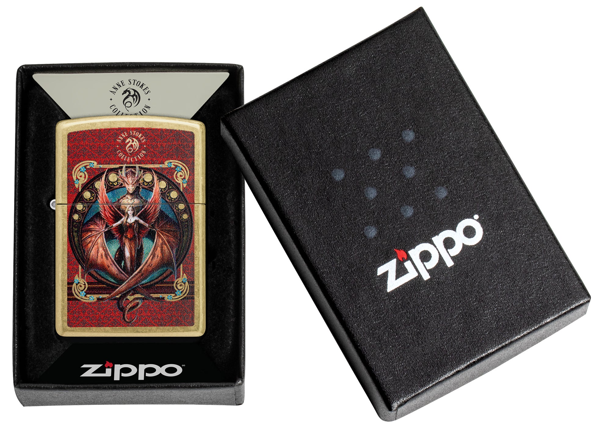 Zippo Anne Stokes Copperwing Dragon Design Street Brass Pocket Lighter