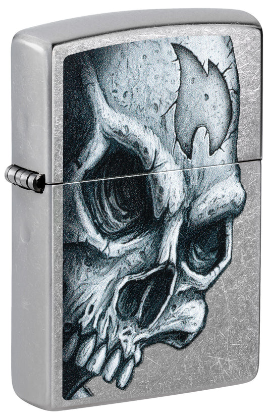 Zippo Skull and Flame Design Street Chrome Pocket Lighter