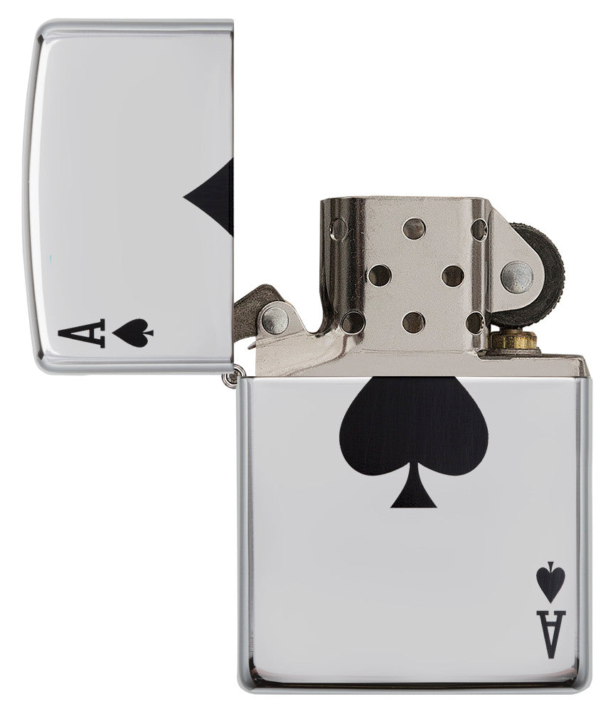 24011 Ace of Spades Pocket Lighter, High Polish Chrome