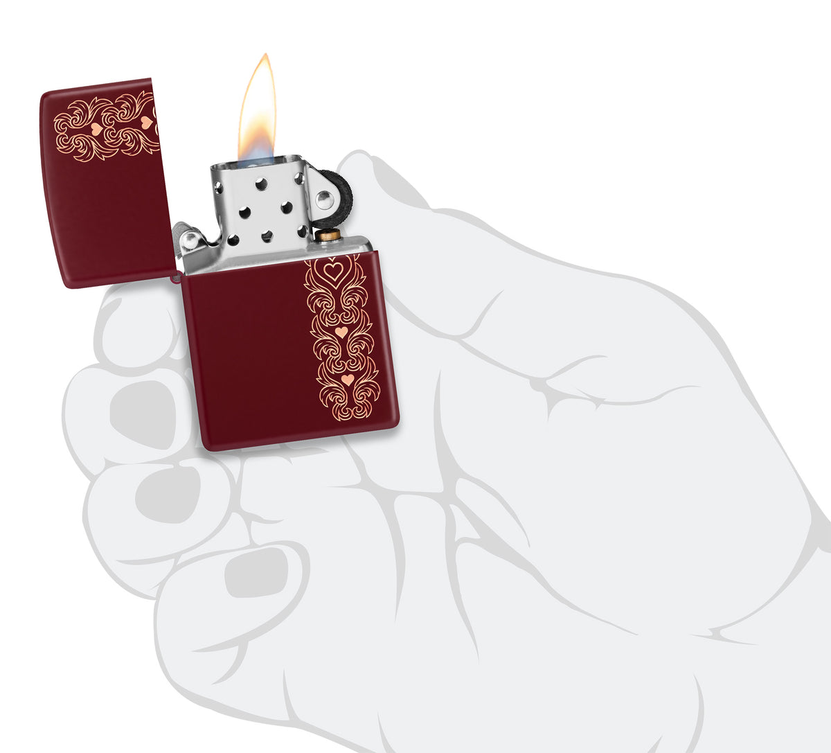 Zippo Heart Garland Design Merlot Pocket Lighter