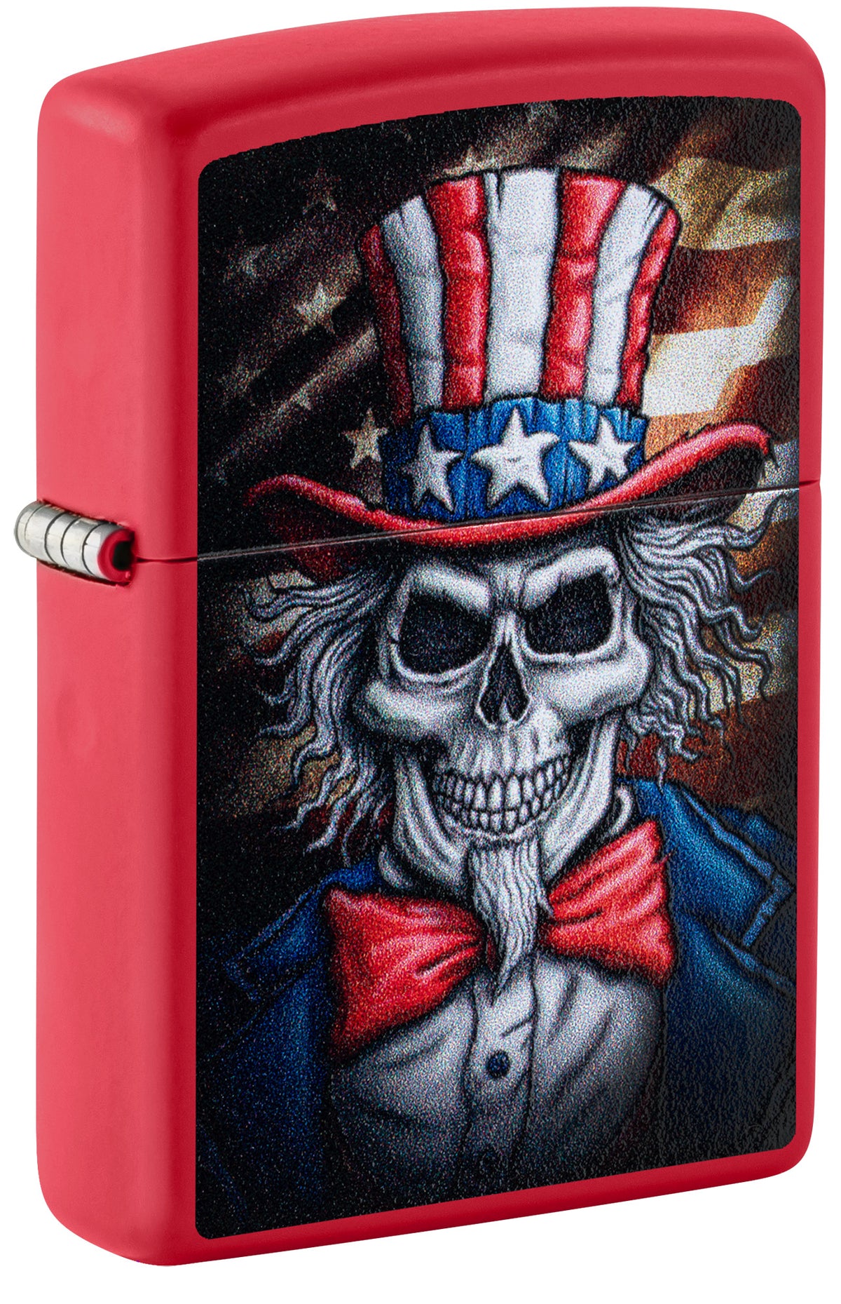 Zippo Uncle Skeleton Design Red Matte Pocket Lighter