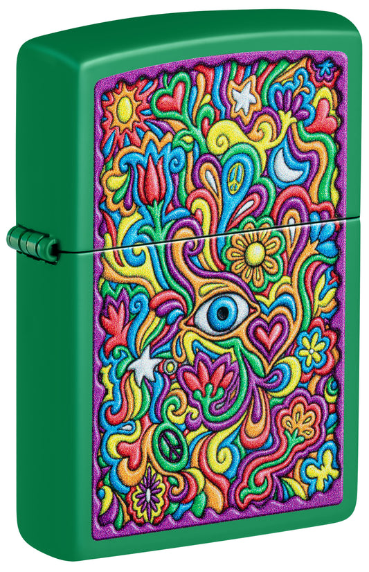Zippo Trippy Design Grass Green Matte Pocket Lighter